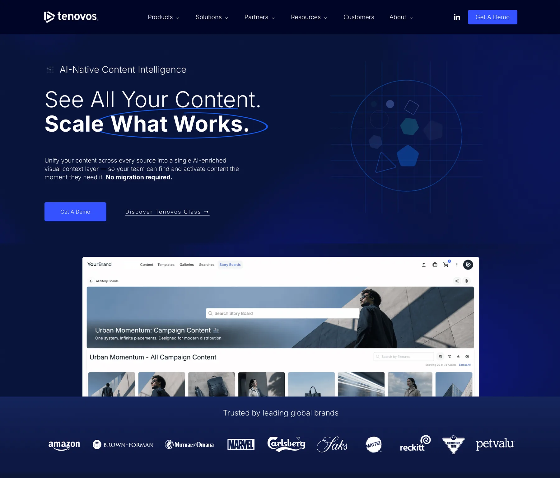 Tenovos homepage hero design